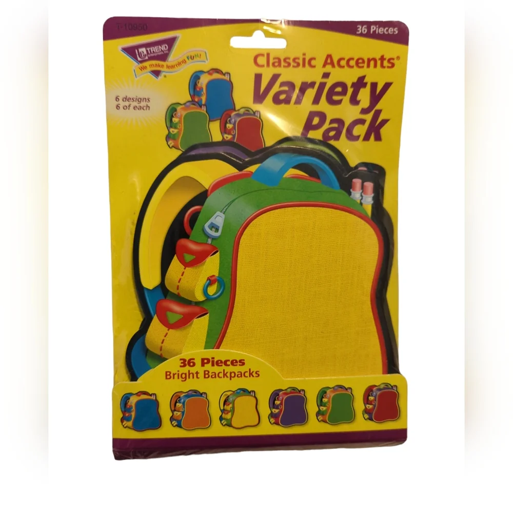 TREND enterprises, Inc. Bright Backpacks Classic Accents Variety Pack, 36 ct.